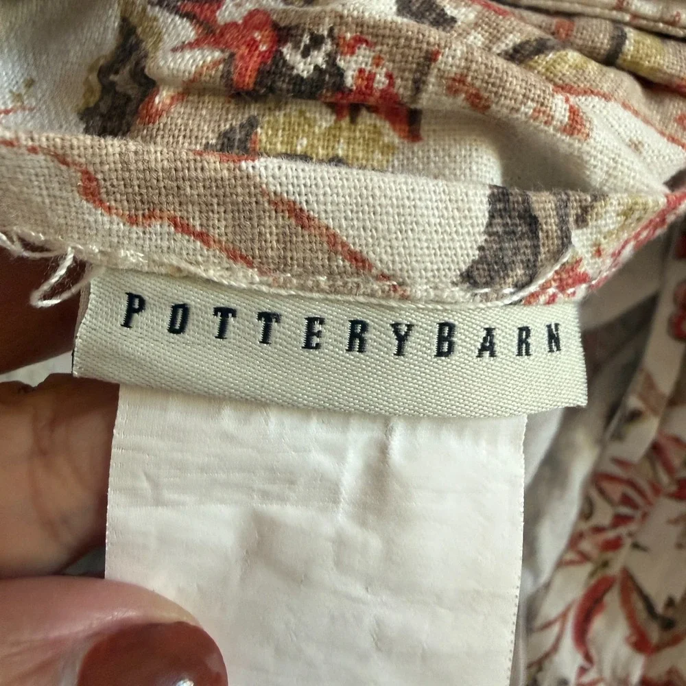 Pottery Barn Octavia Flora Linen Cotton Duvet Cover + 2 Shams Cottage Shabby